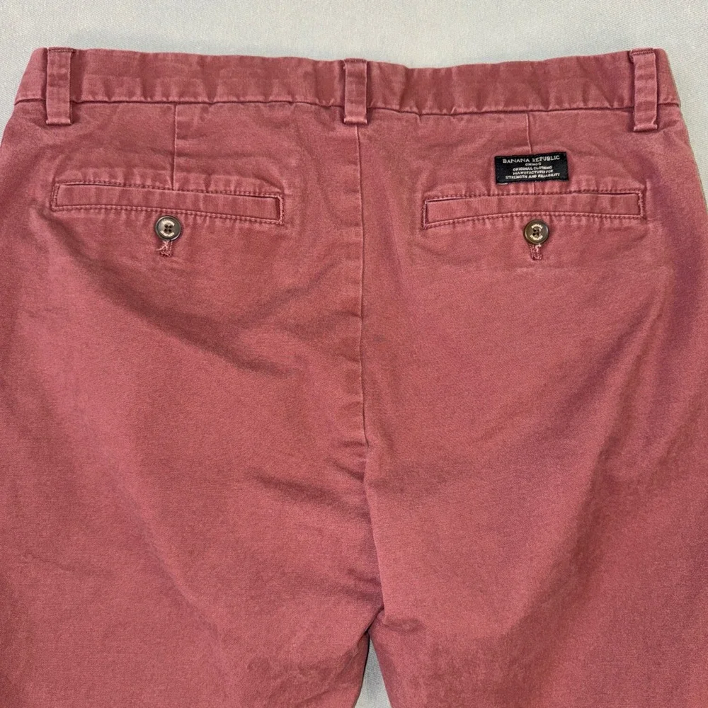 Banana Republic Fulton Skinny Chino Pants Mens 32x32 Burgundy Red Cotton Stretch